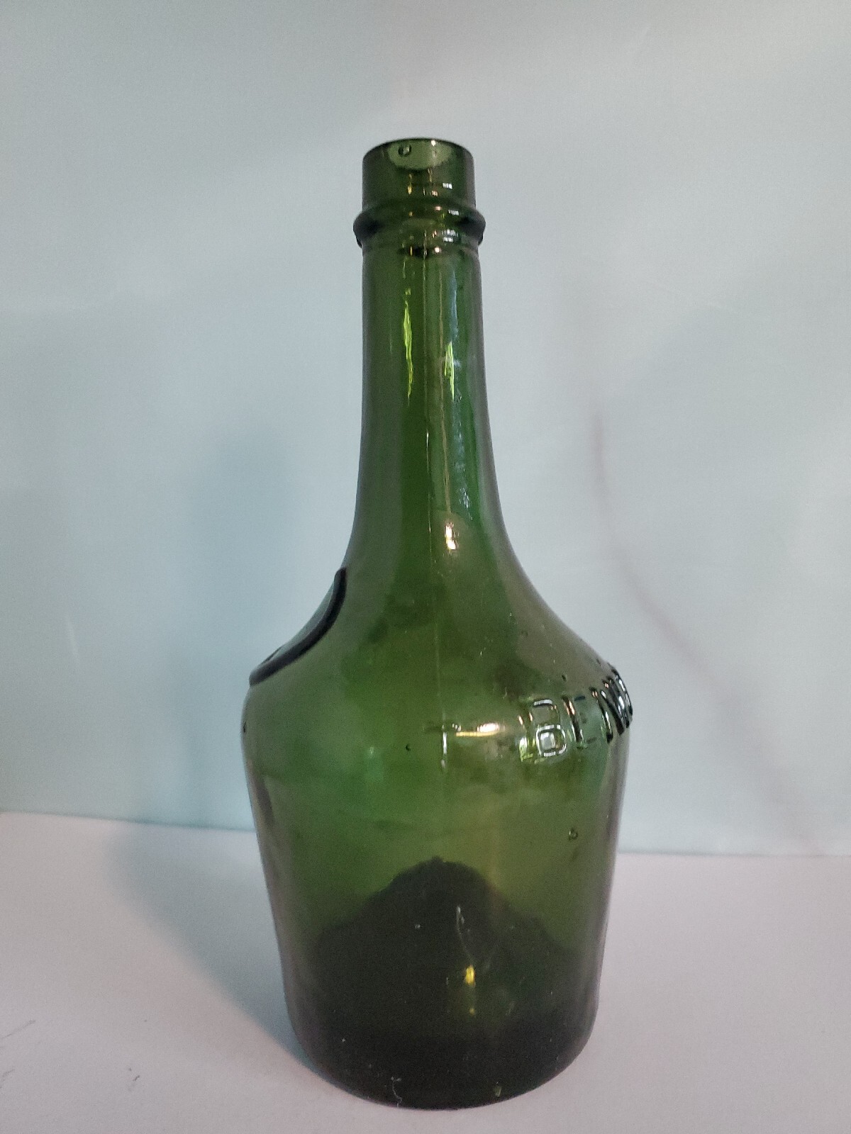 Vintage Benedictine Emerald Green Liquor Bottle with Horseshoe 1890-1910