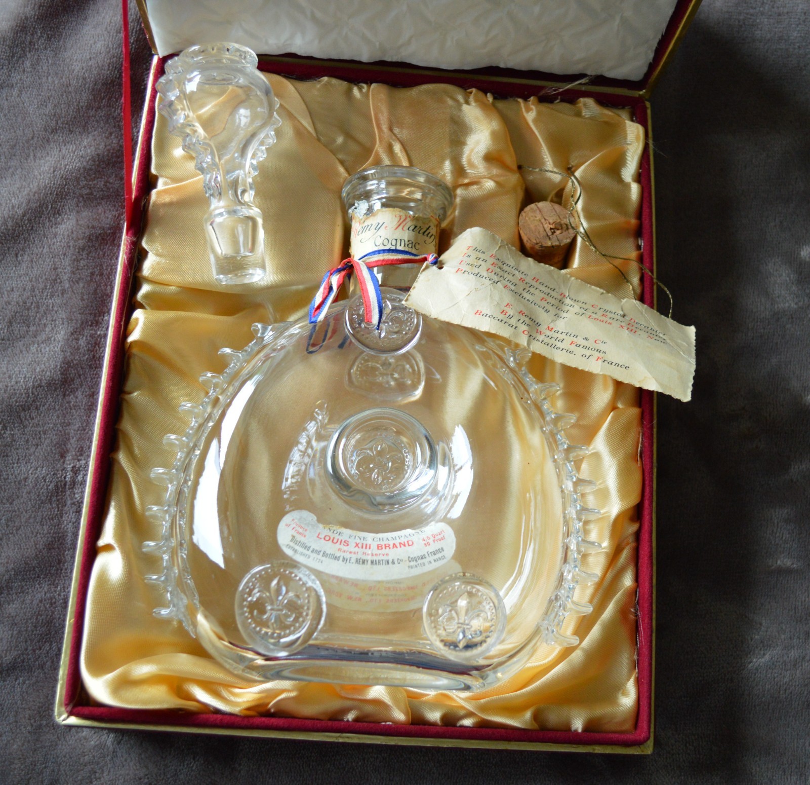Vintage Rémy Martin Louis XIII Baccarat Crystal Decanter 1959–61 10 Fin Box Set