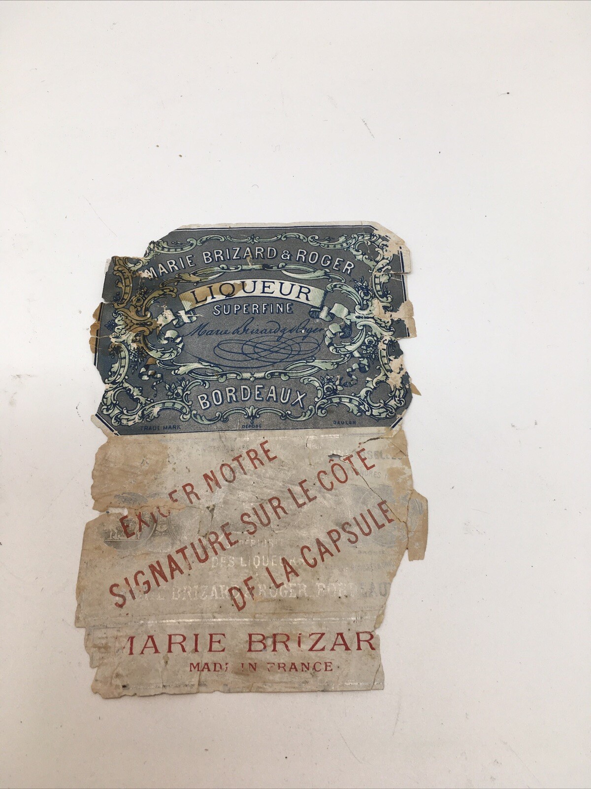 Marie Brizard & Roger Liqueur Superfine Bordeaux Label
