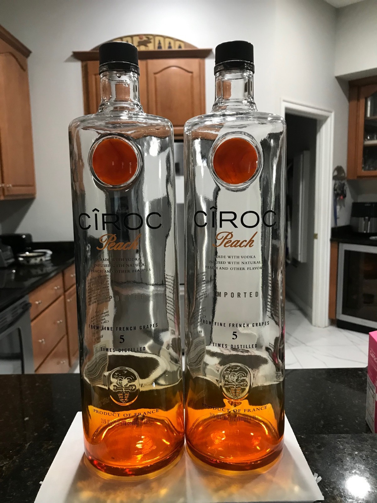 CIROC PEACH (2) 1.75L JUMBO BOTTLE’S W/CAP’S HTF EMPTY SOLD «AS IS»