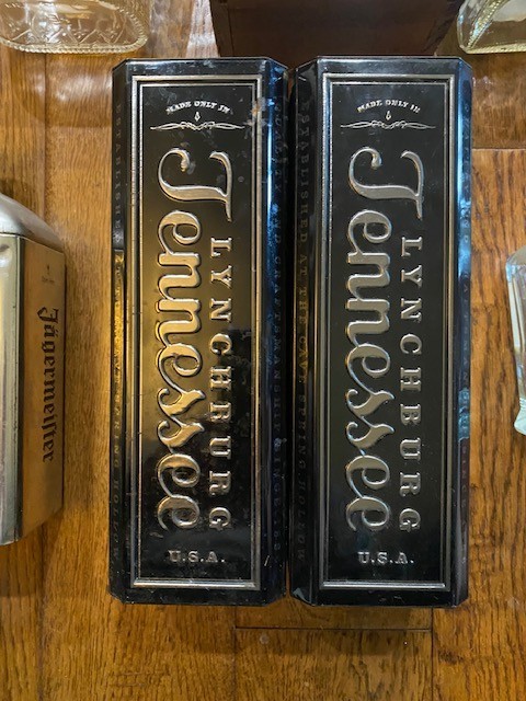 (7) Empty Whiskey Bottles, Bourbon, Tins, Collector, Arts And Crafts