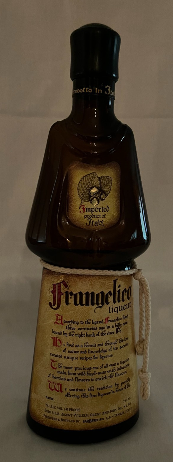 FRANGELICO LIQUEUR BOTTLE Italy 750mL Dark Brown Glass w/Cincture Empty Clean