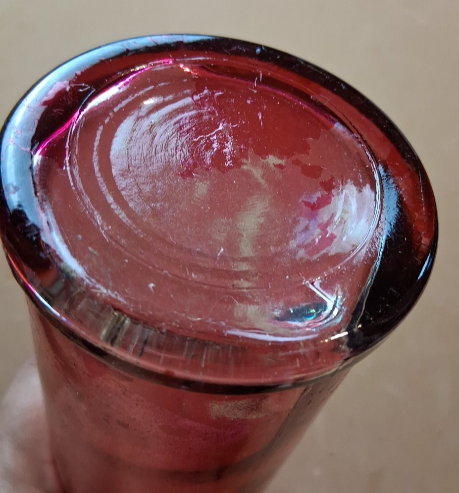 Vintage Gin Xoriguer-Mahon Menorca Bottle Red Handle Maroon Jug Original Spain
