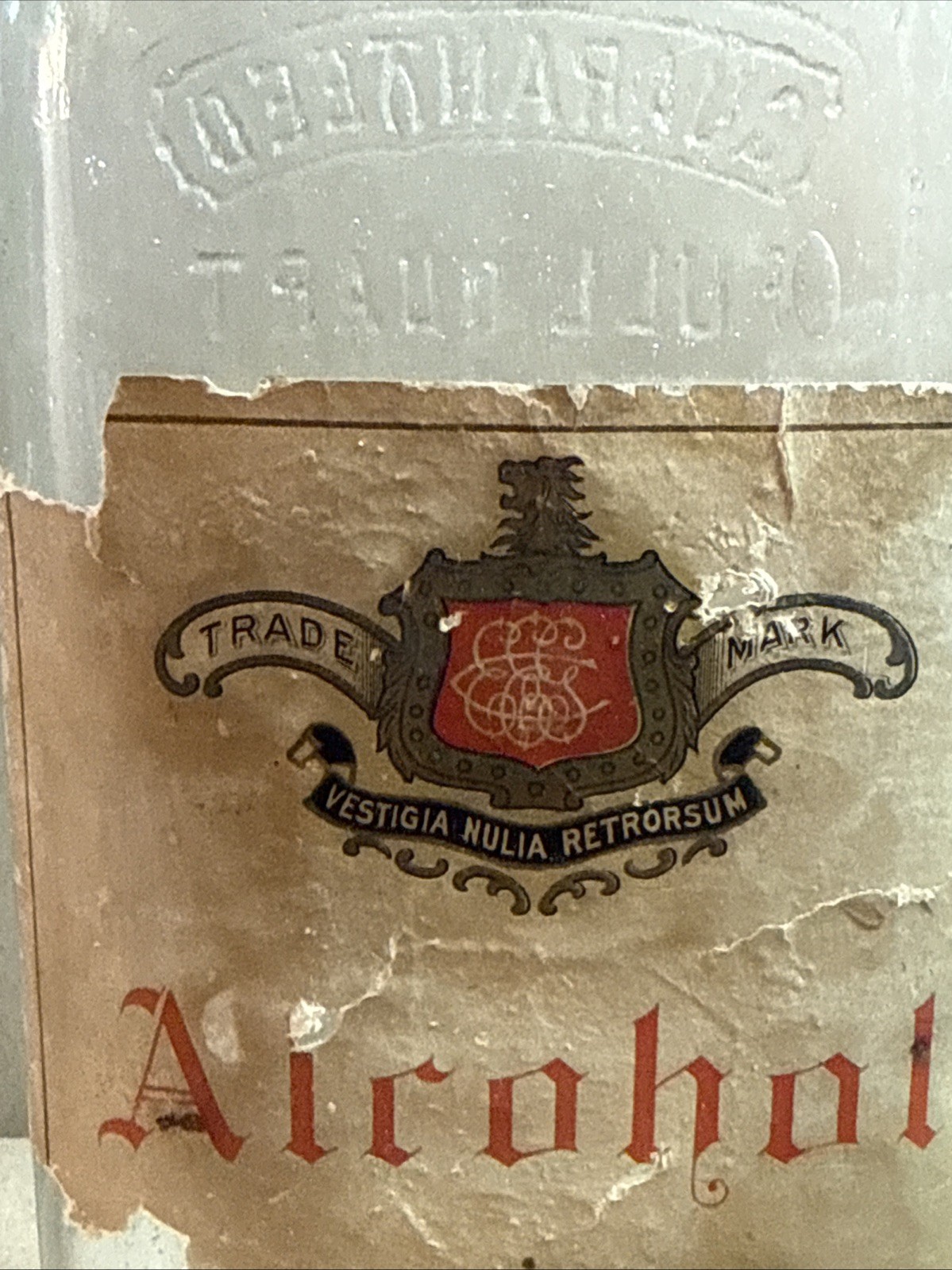 Pre-Pro Labeled Full Quart Alcohol E.E Gray & Co Boston Mass
