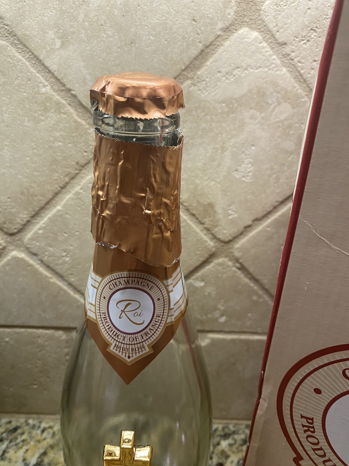 Le Chemin Du Roi ROSE Brut 14K Gold The King’s Path EMPTY Champagne Bottle (b