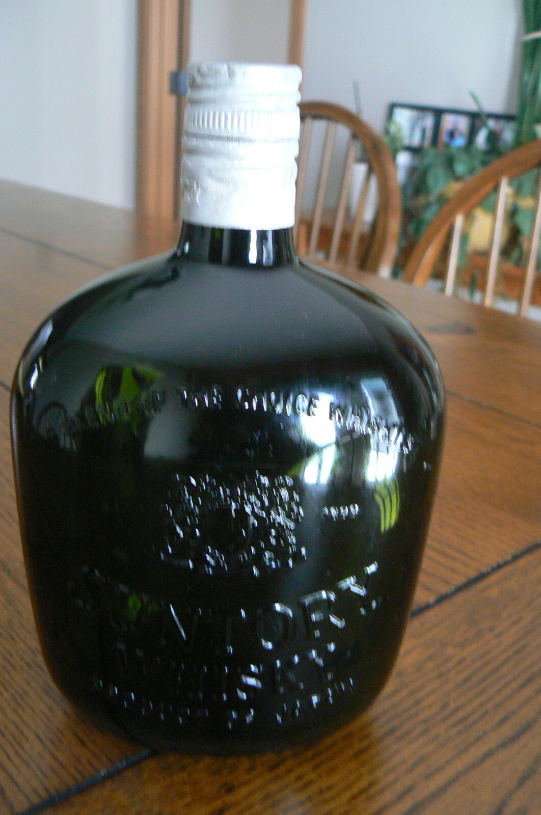 Vintage Japan Suntory Whisky Bottle Dark Green Embossed Lettering Empty
