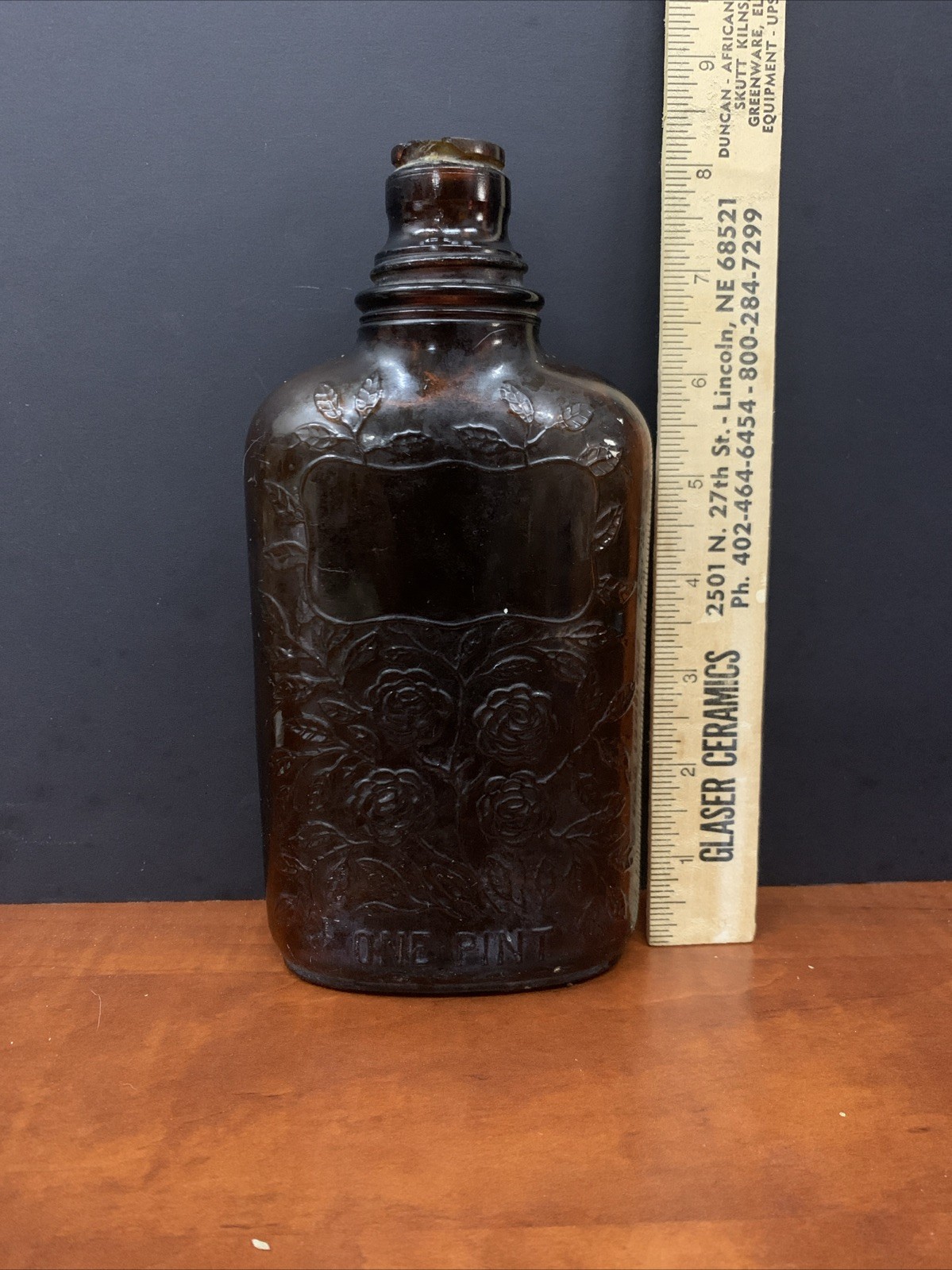 VTG Four Roses Whiskey Amber 1 Pint Bottle