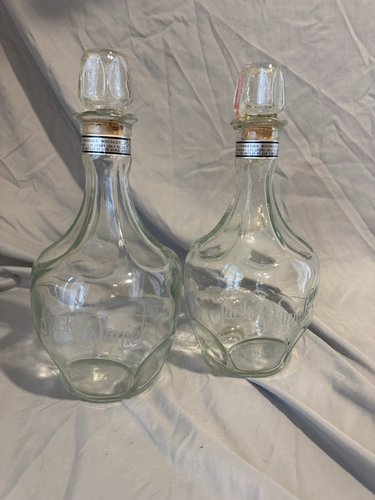 Jack Daniel’s Clear 1.75L Collectible Liquor Bottles, Set of 2