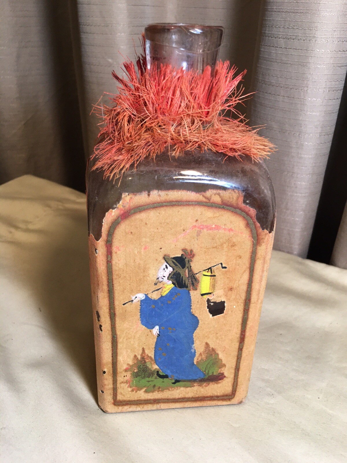 Rare Vintage Nuyens Bordeaux Asian Glass Empty Bottle France