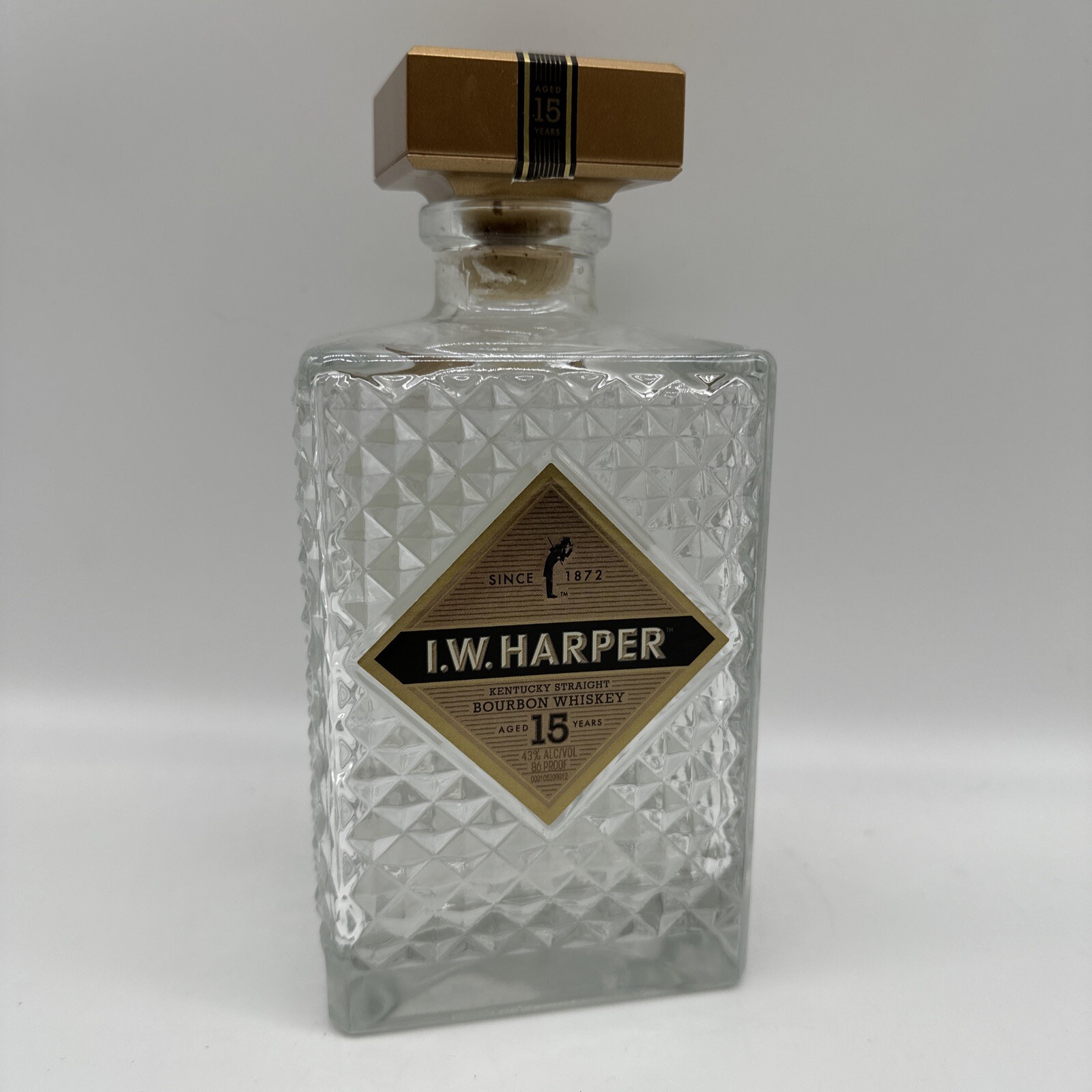 I.W. Harper 15 Year Old Kentucky Straight Bourbon Whiskey Empty Bottle Decanter