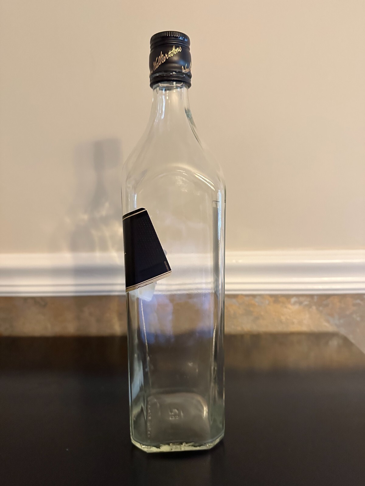 Lot of 3 Empty 1 Liter 1000 ML Johnnie Walker Black Label Bottles, With Caps