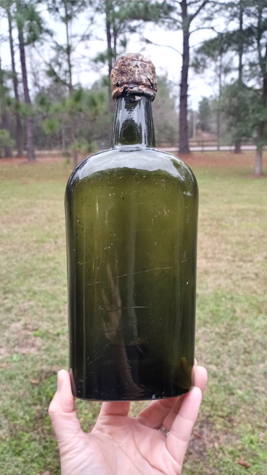 Large Green White Horse Liquor Bottle With Original Lid