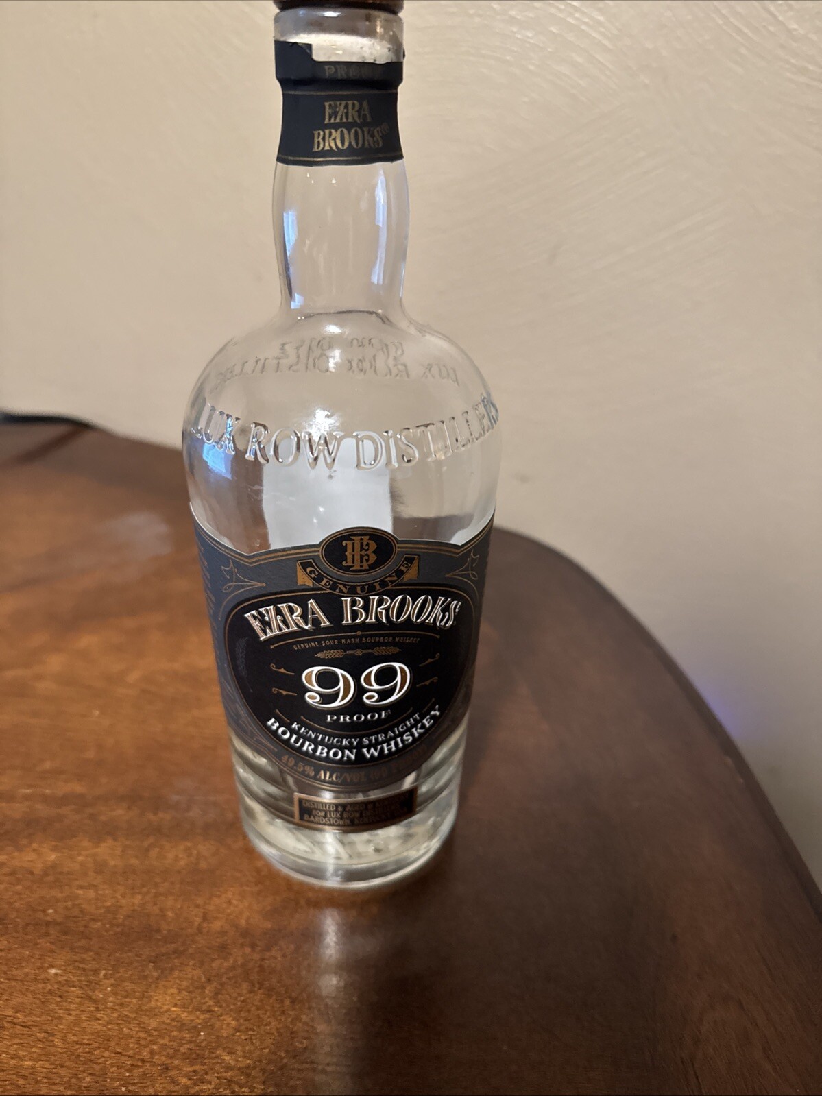 EZRA BROOKS 99 PROOF SOUR MASH BOURBON WHISKEY 750ML. EMPTY BOTTLE UNRINSED