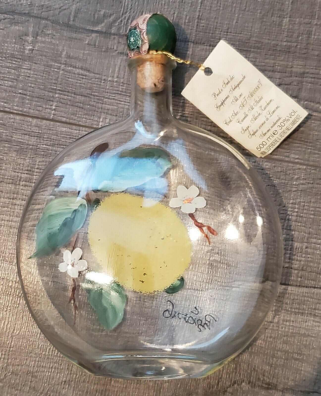 Portofino Round Clear Hand Painted Collectable Liquore Bottle 500ml Serie#148115
