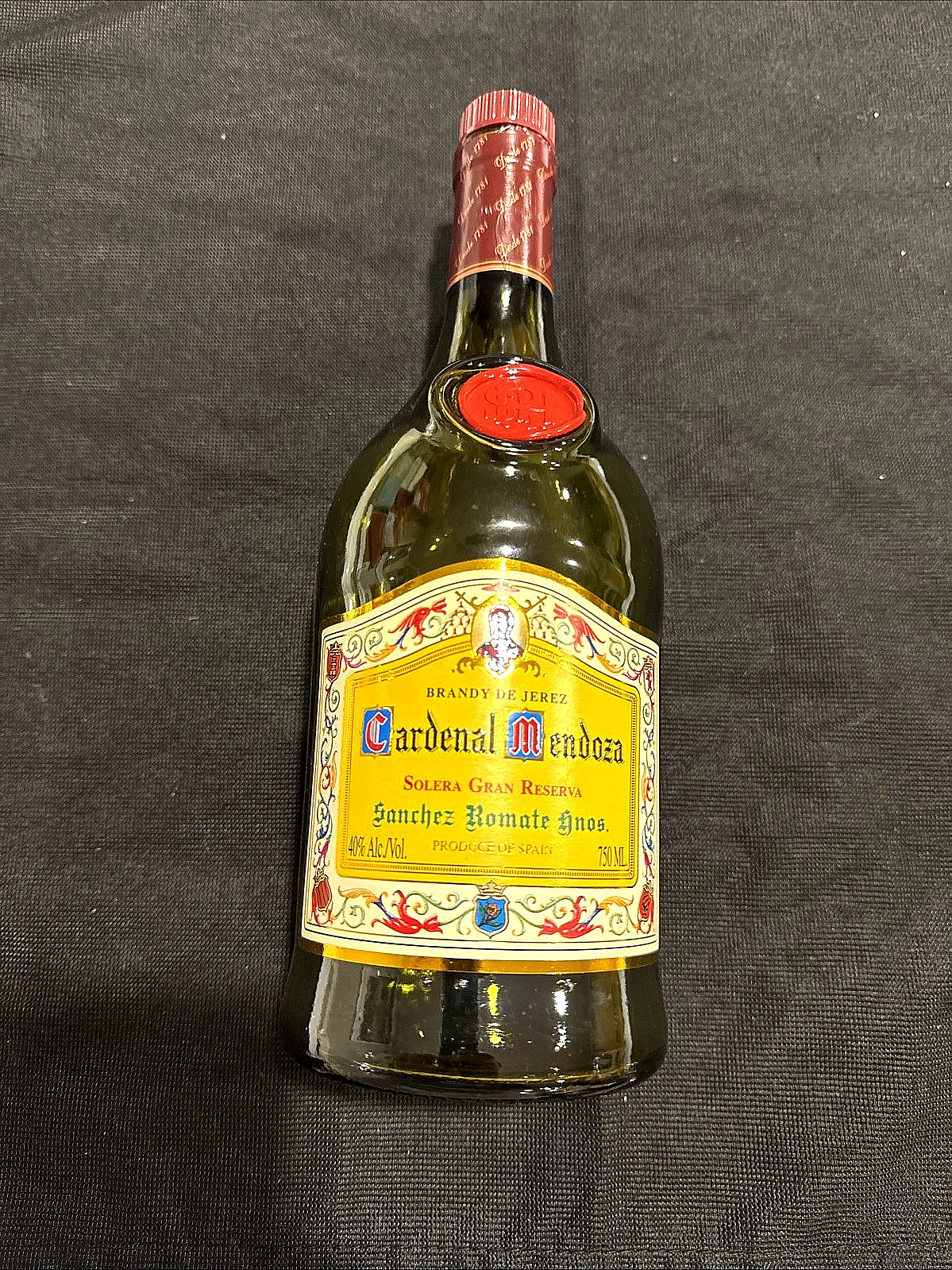 Empty 750 ml Bottle Cardenal Mendoza Solera Gran Reserva Brandy De Jerez Spain