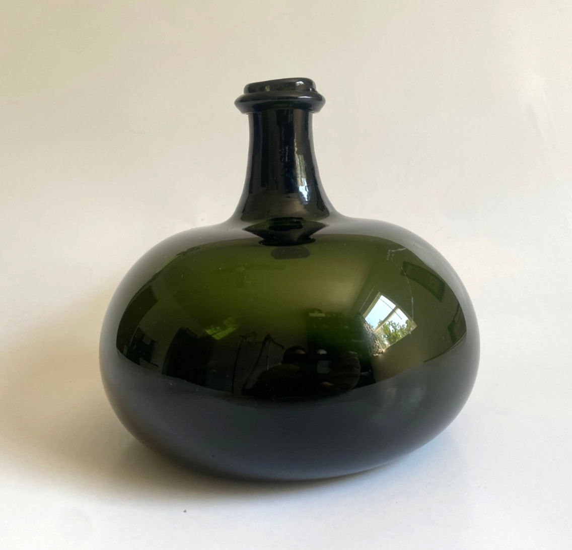 Antique 19th Century Green Glass Flagon or Decanter Made in England