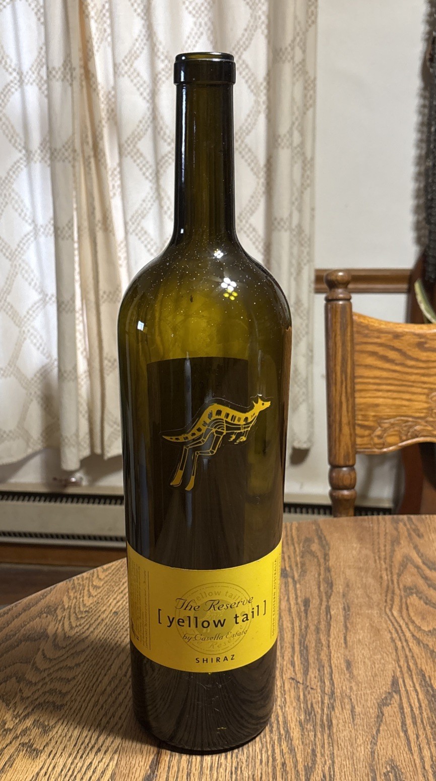 The Reserve Yellow Tail Shiraz 3liter Empty Bottle