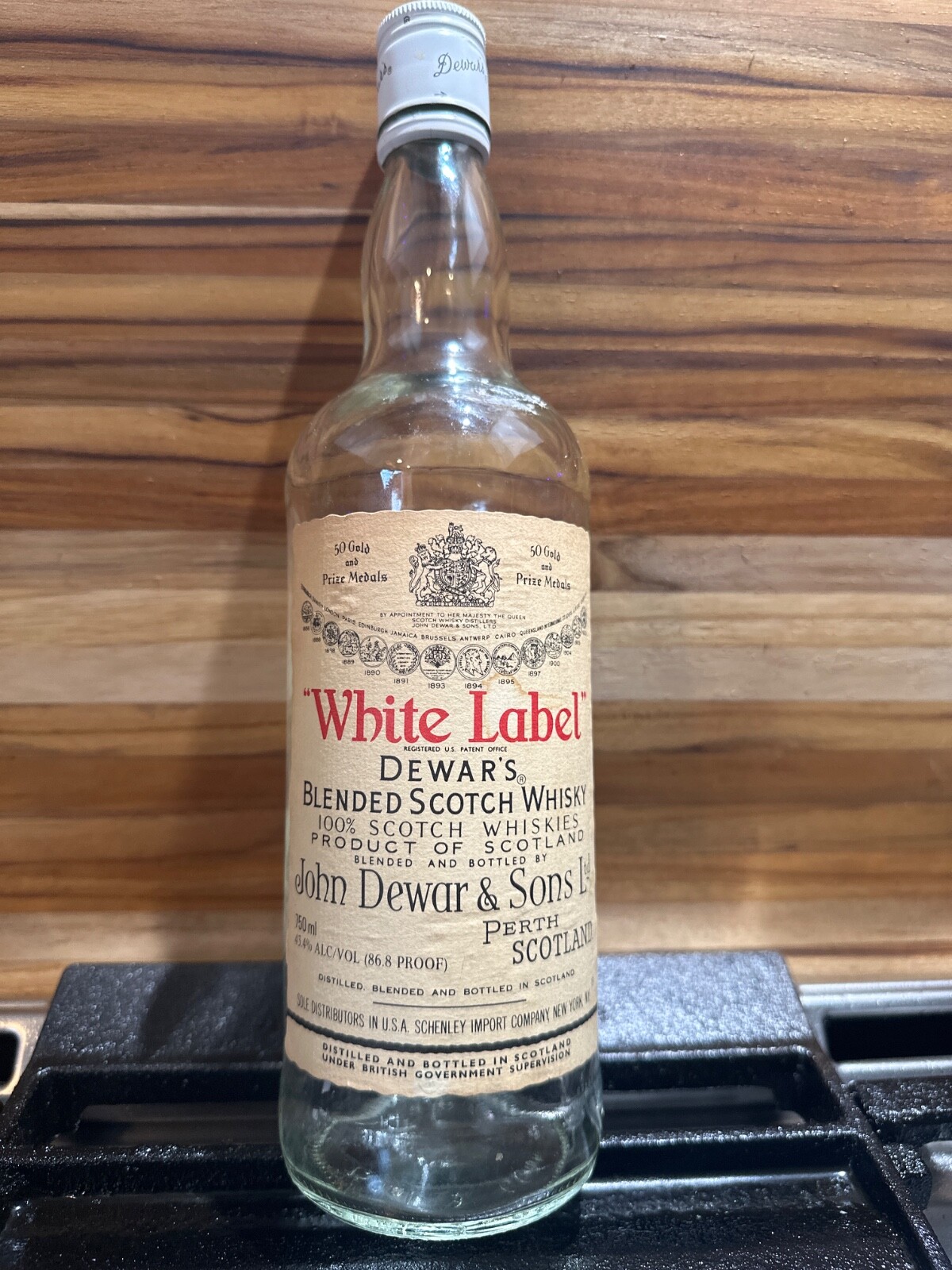 Vintage 1990 Dewars White Label Scotch Whisky Bottle LITRE ML Empty