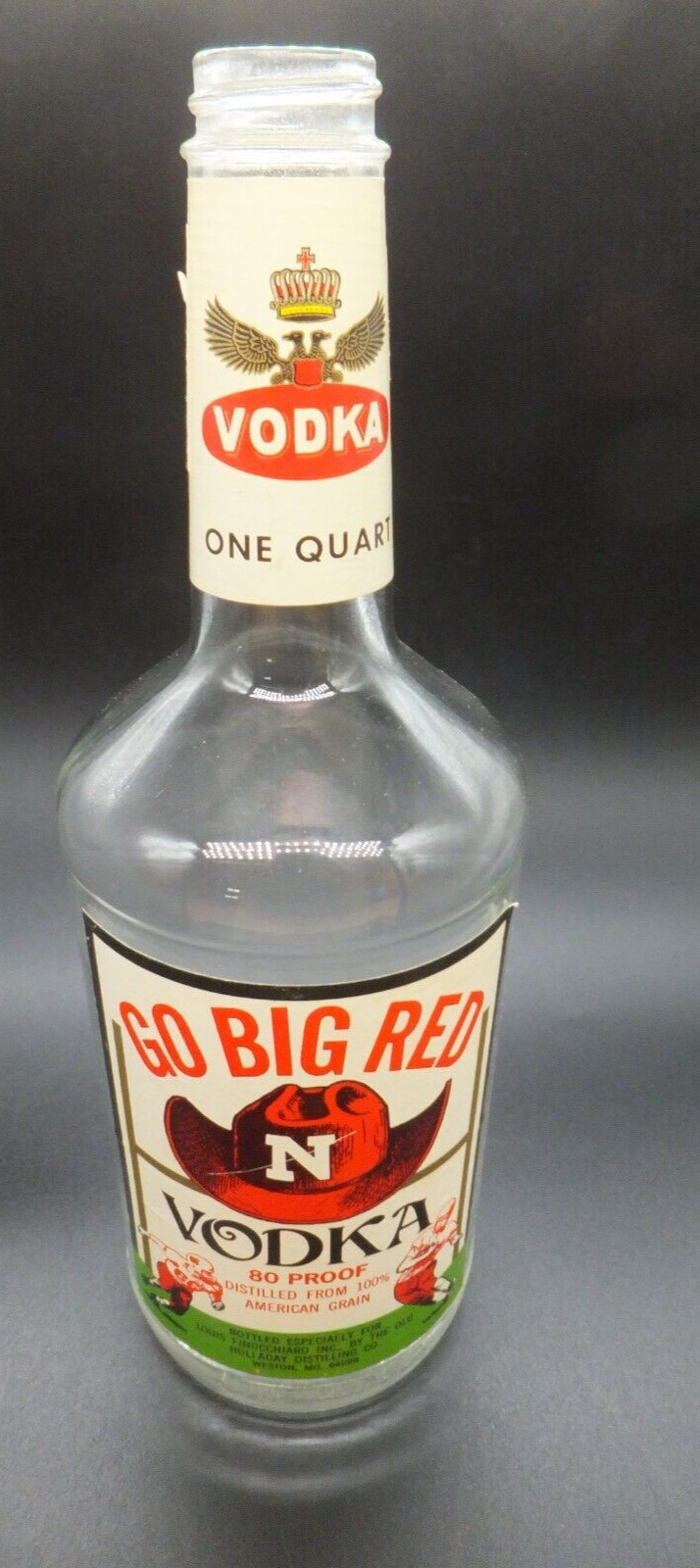 Go Big Red Vodka – Empty Bottle – One Quart – Holladay Distilling Co – Weston MO