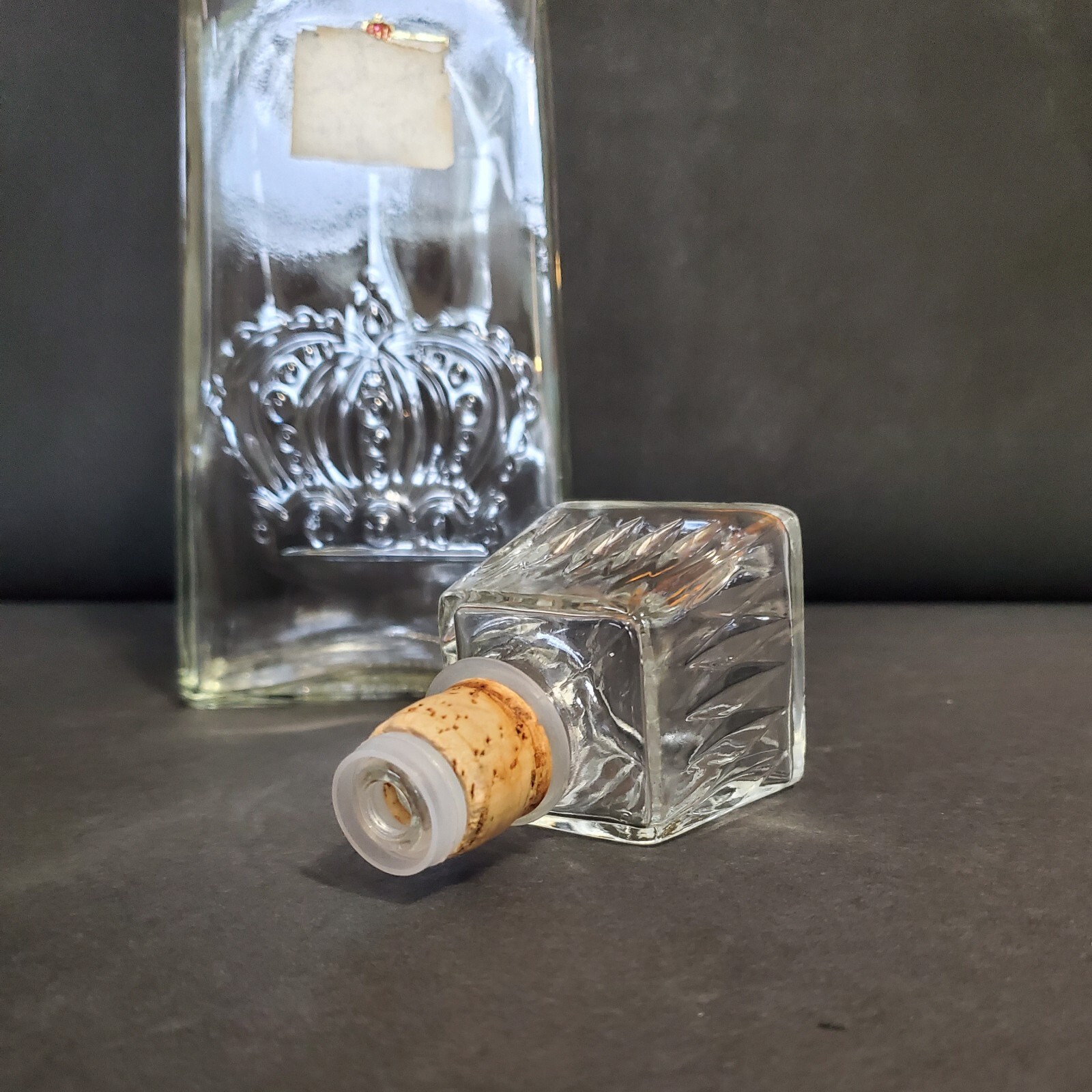 Seagram’s Seven 7 Glass Decanter Bottle Crown Embossed Barware