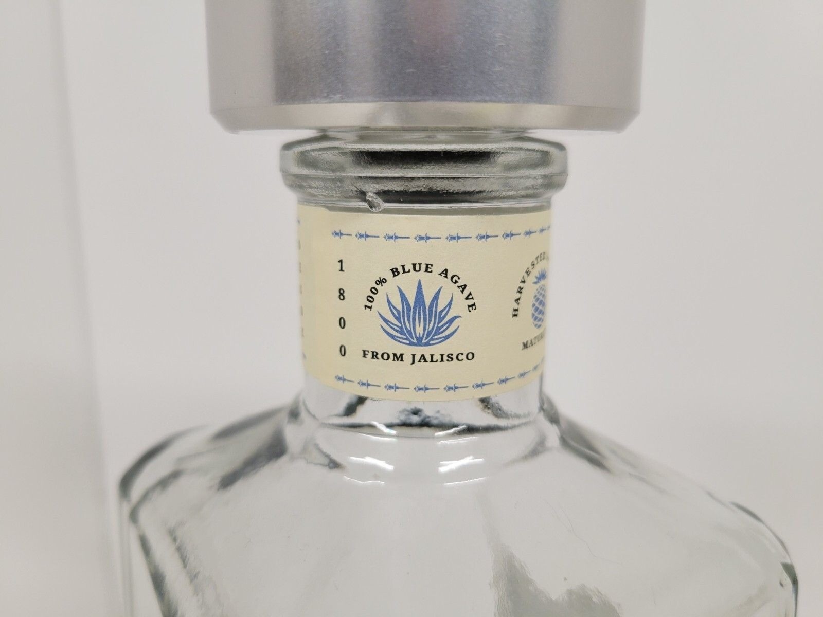 1800 Tequila Blanco 1.75L Empty Glass Bottle With Silver Cap – 100% Agave Azul