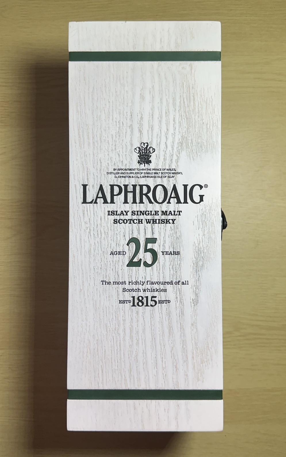 Laphroaig 25 Year Old Islay Single Malt Whiskey Wooden Collector Box
