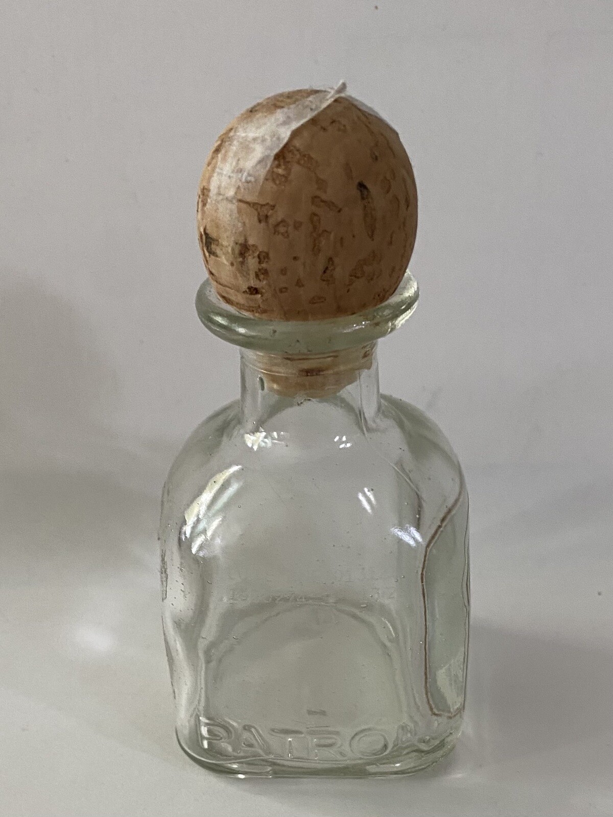 Patron Silver Tiny Bottle with cork labels 50ML EMPTY No Front LabelArts Crafts