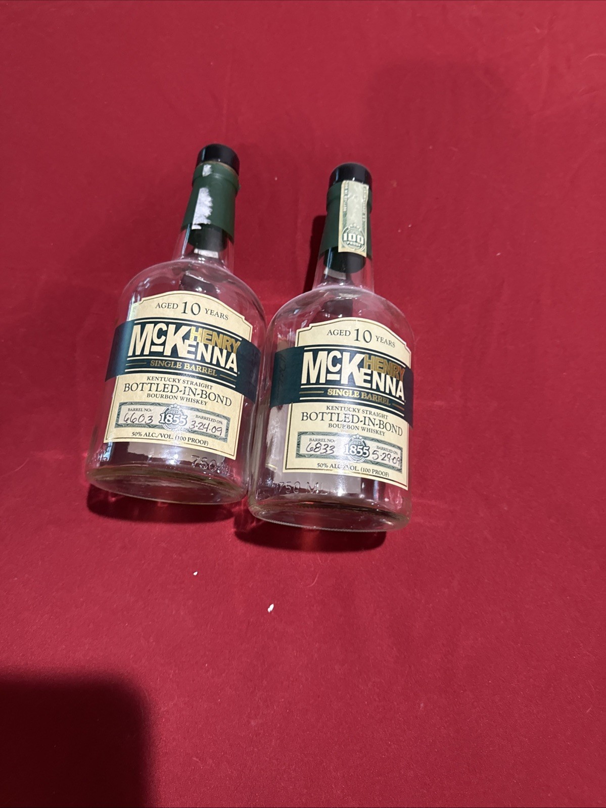 HENRY MCKENNA EMPTY BOTTLE Bourbon Whiskey Unrinsed Bottled In Bond 2 Total