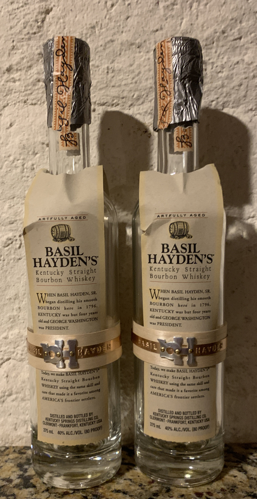 EMPTY Lot Of 2 Basil Hayden’s Kentucky Bourbon Whiskey 375 ml Bottles For Crafts