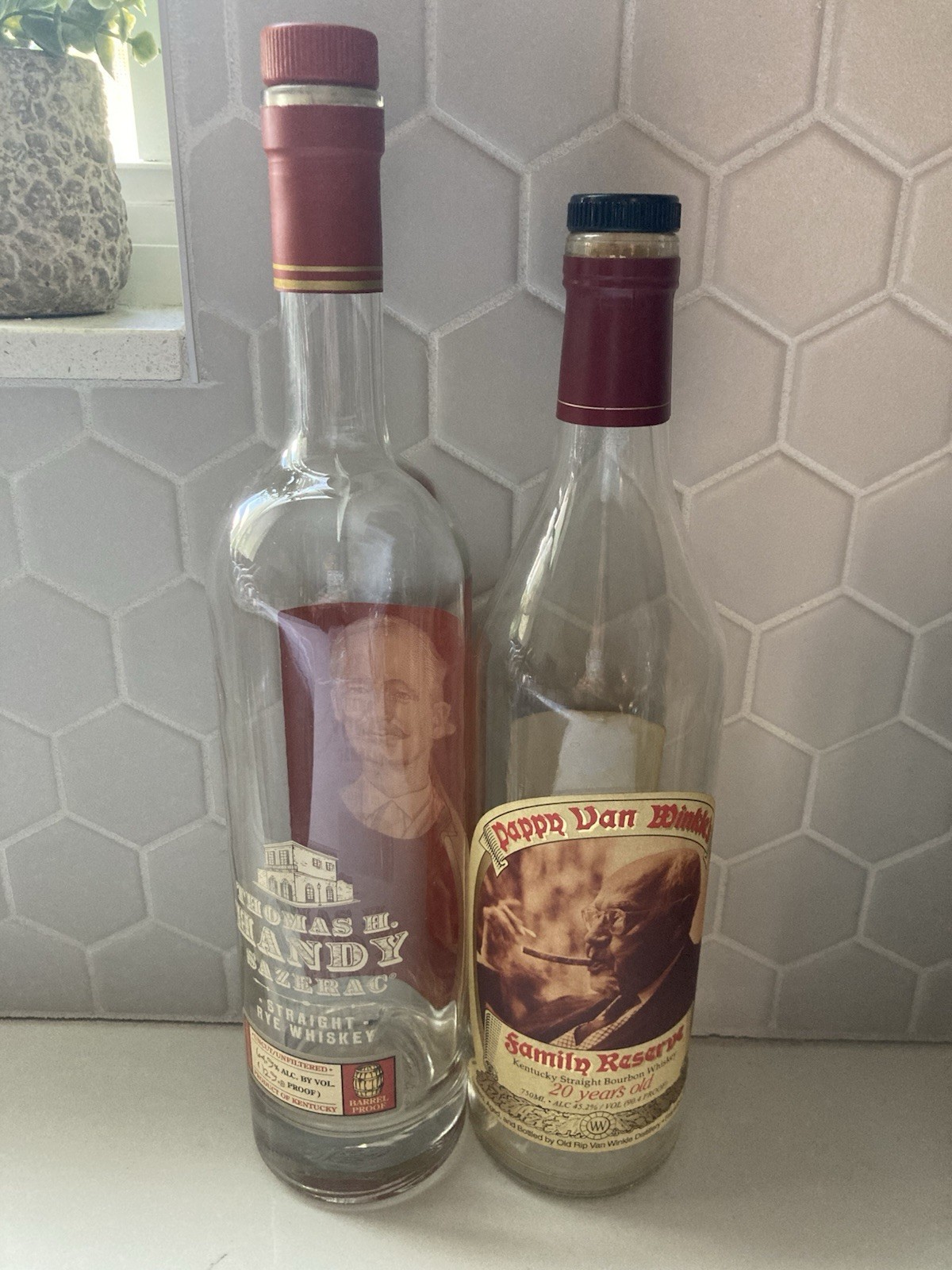 Pappy Van Winkle’s 20Year& Thomas Handy Sazerac EMPTY Bourbon Bottles Unrinsed