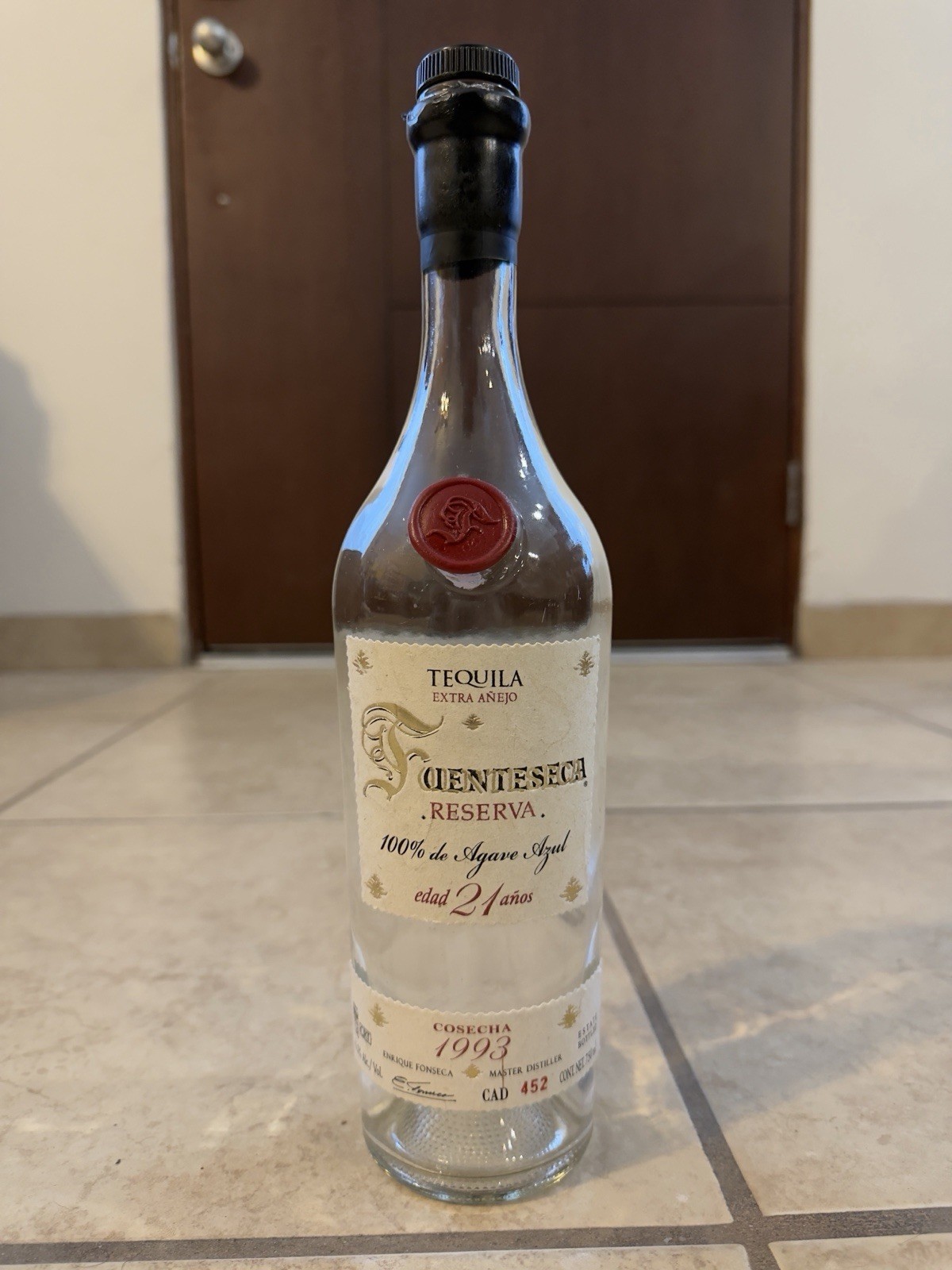 Tequila Fuenteseca Reserva 21 Años Cosecha 1993 Extra Añejo Bottle Limited Edit.