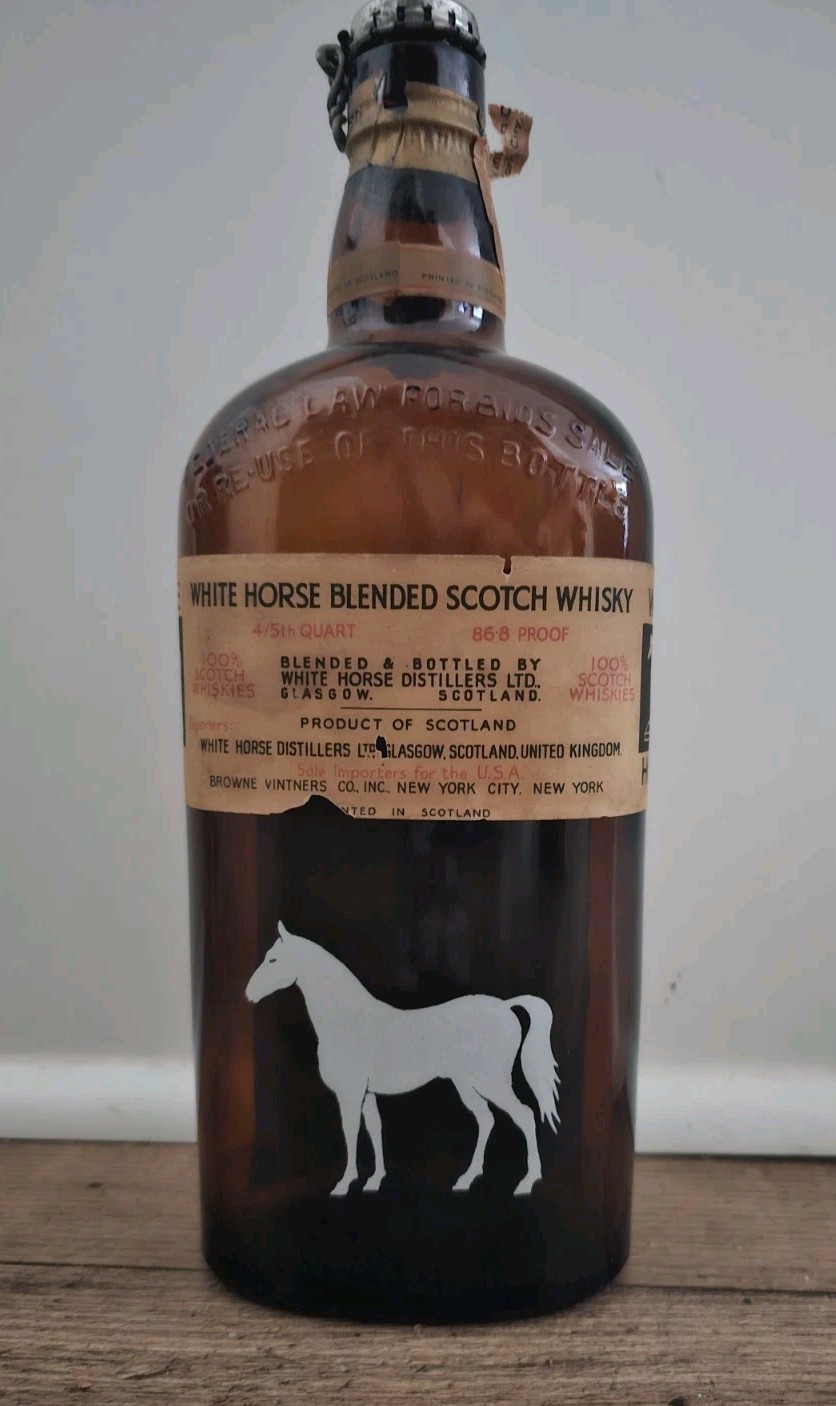 Vintage White Horse Cellar Blended Scotch Whiskey Original Recipe EMPTY Bottle