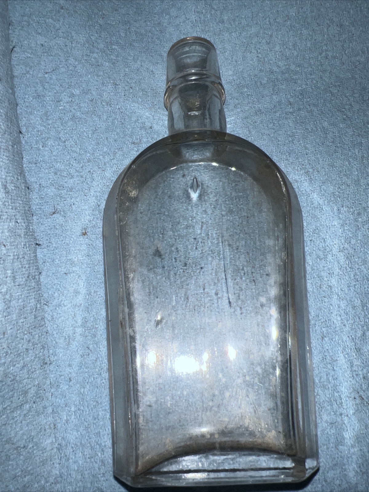 Two Vintage Clear Glass Liquor Bottles Flasks Hand Blown
