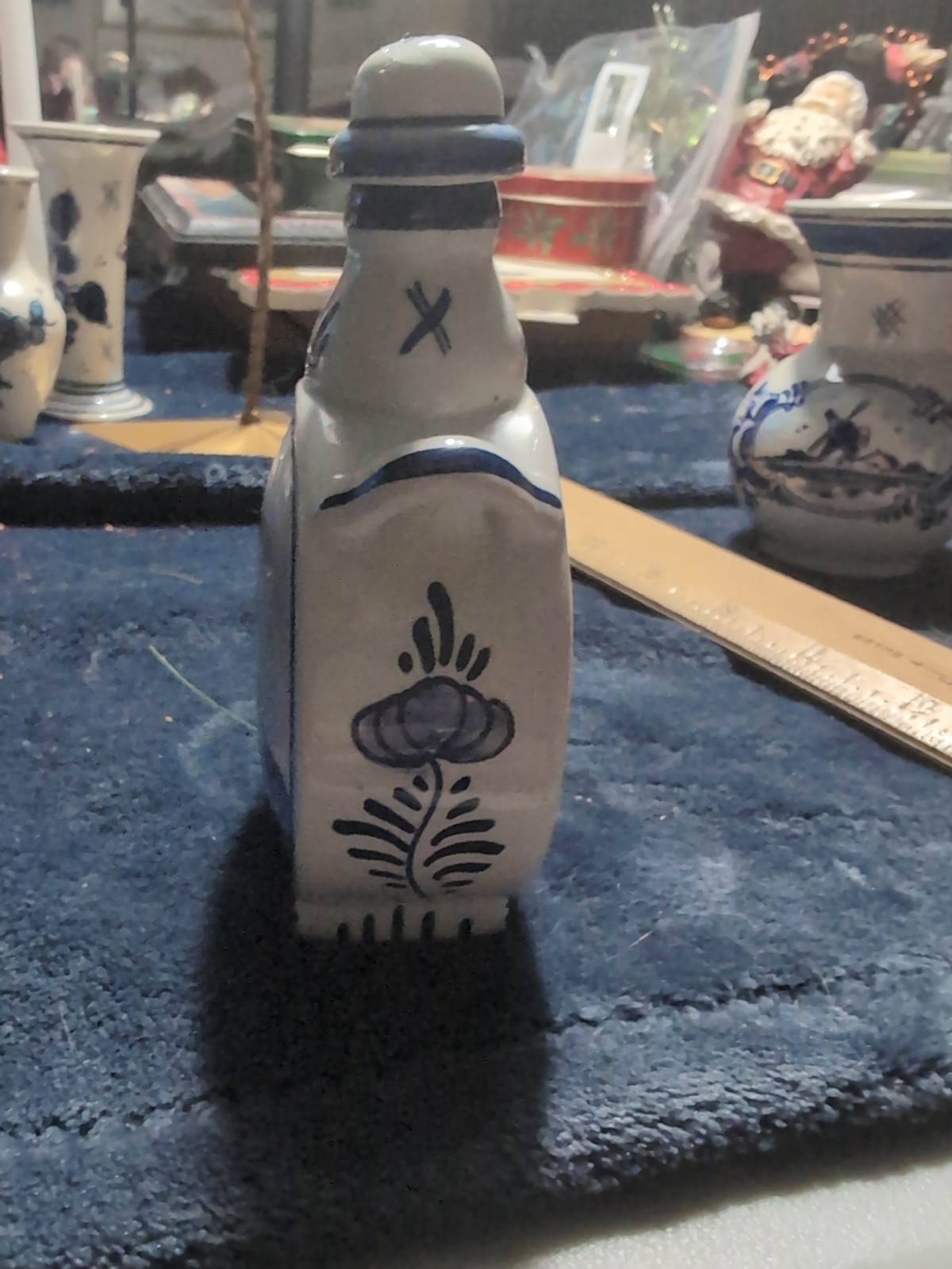 Delft Blauw Miniature Empty Liquor Windmill Bottle #33 Round Handled Bottle