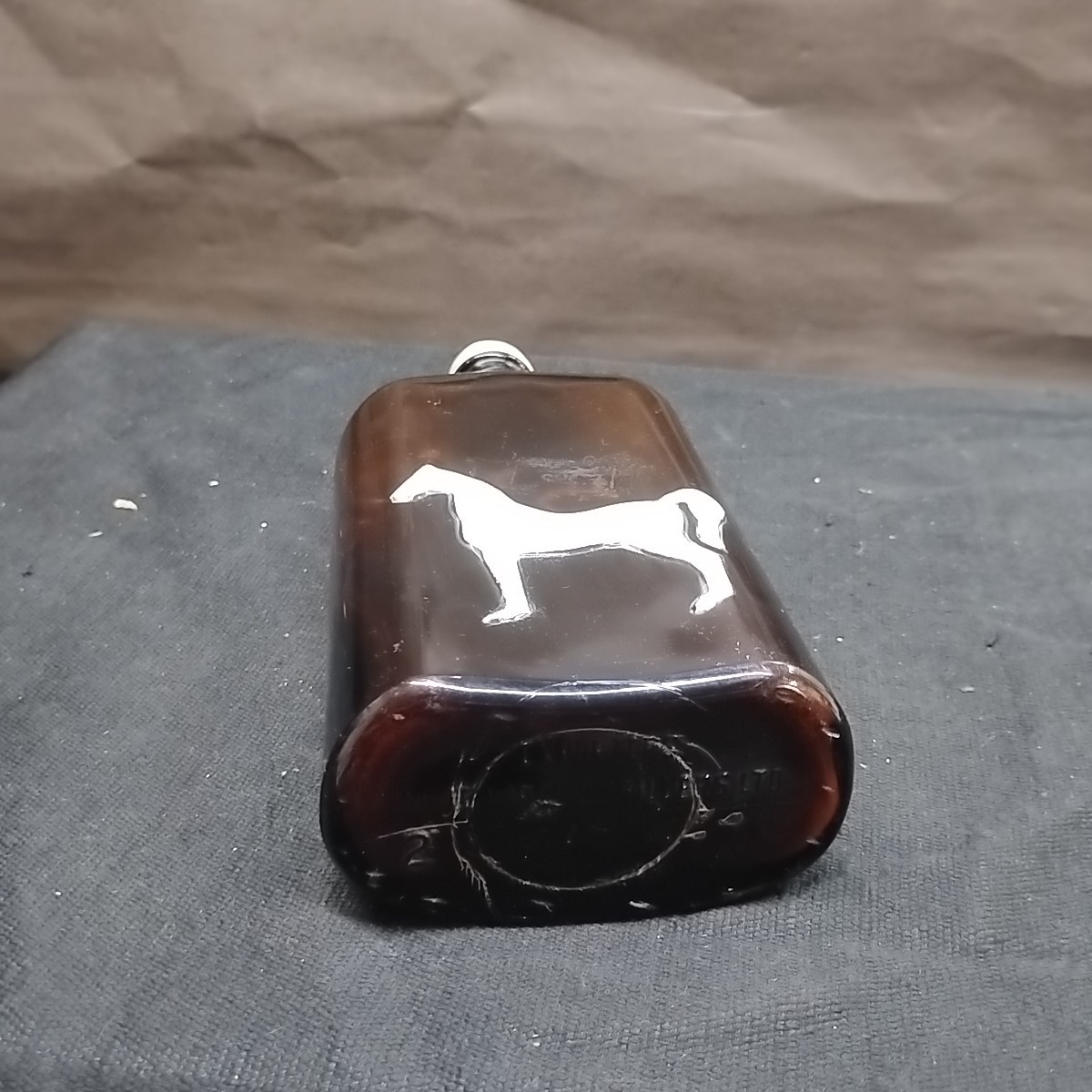 Vintage White Horse Distillers 10″ Amber Brown Glass #2 Whiskey Bottle