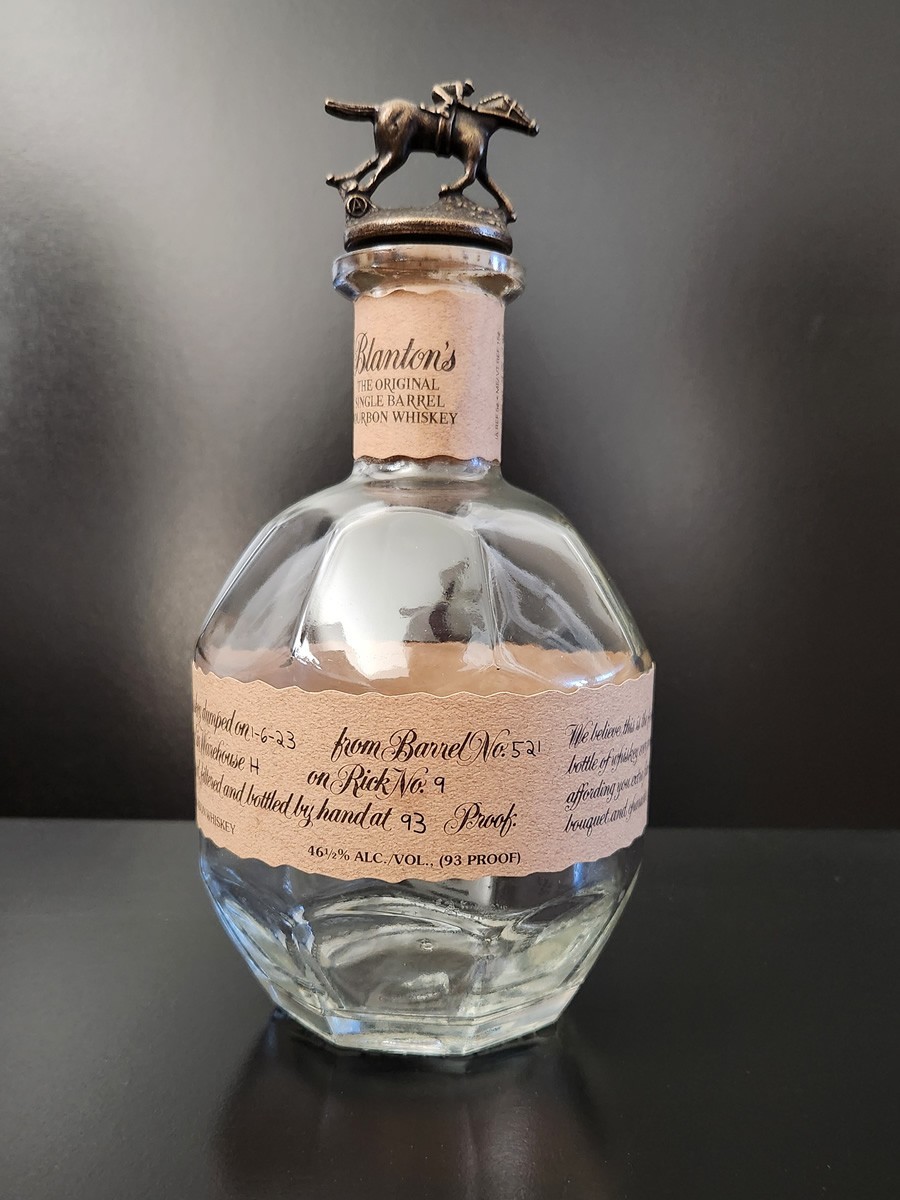 Blanton’s Bourbon Whiskey Bottle, Empty, «A» Stopper