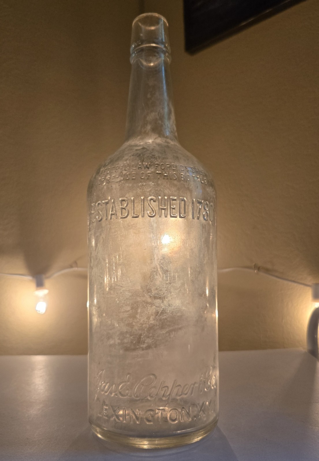 1940 Quart JAS PEPPER Whiskey Bourbon Bottle LEXINGTON KENTUCKY Anchor Hocking