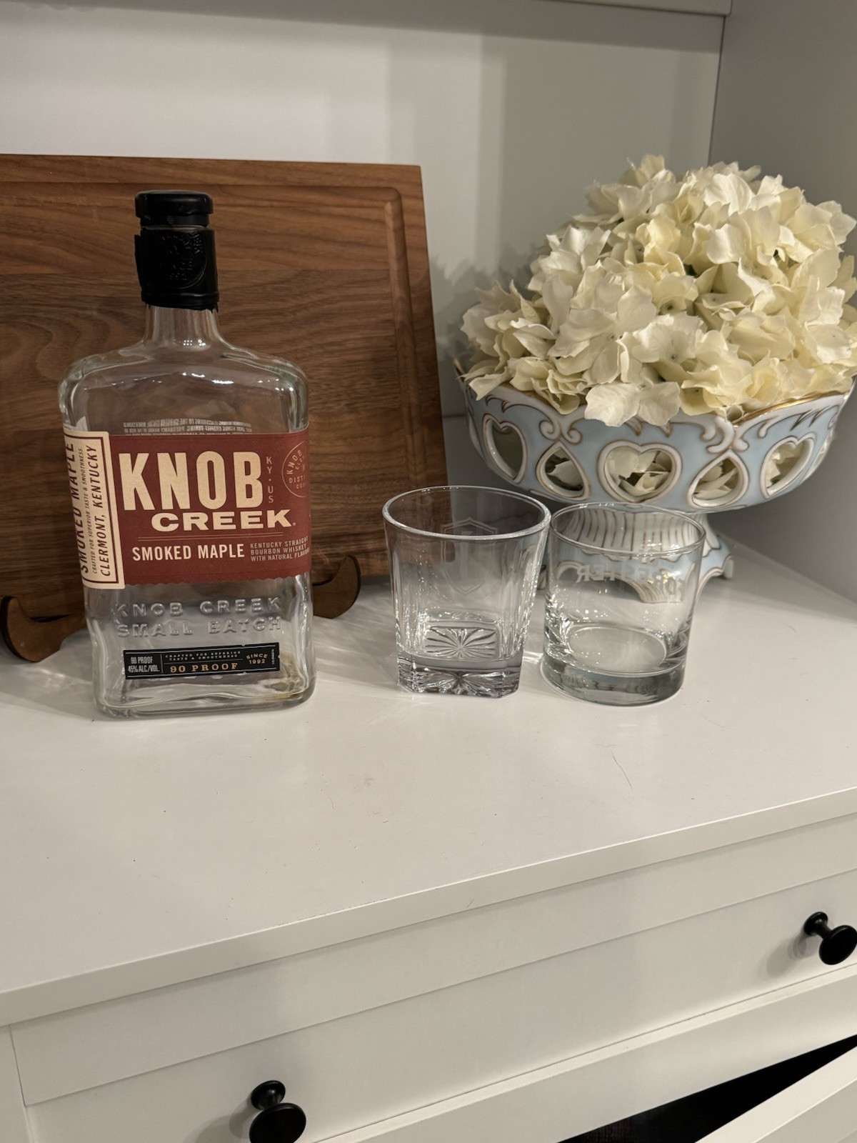 Knob Creek Rectangle Clear EMPTY Bottle Decor Crafts Man Cave 750 ML