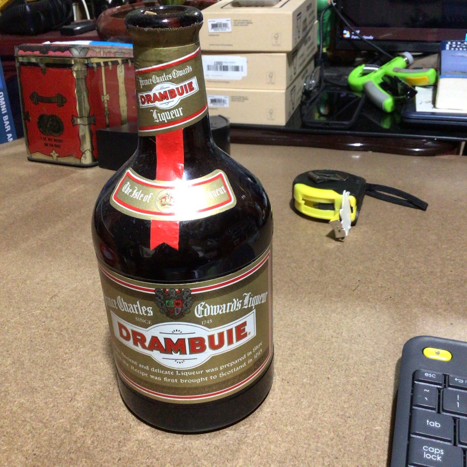 Old Drambuie Prince Charles Edward’s Liqueur 750ml Glass Bottle Empty, Unrinsed