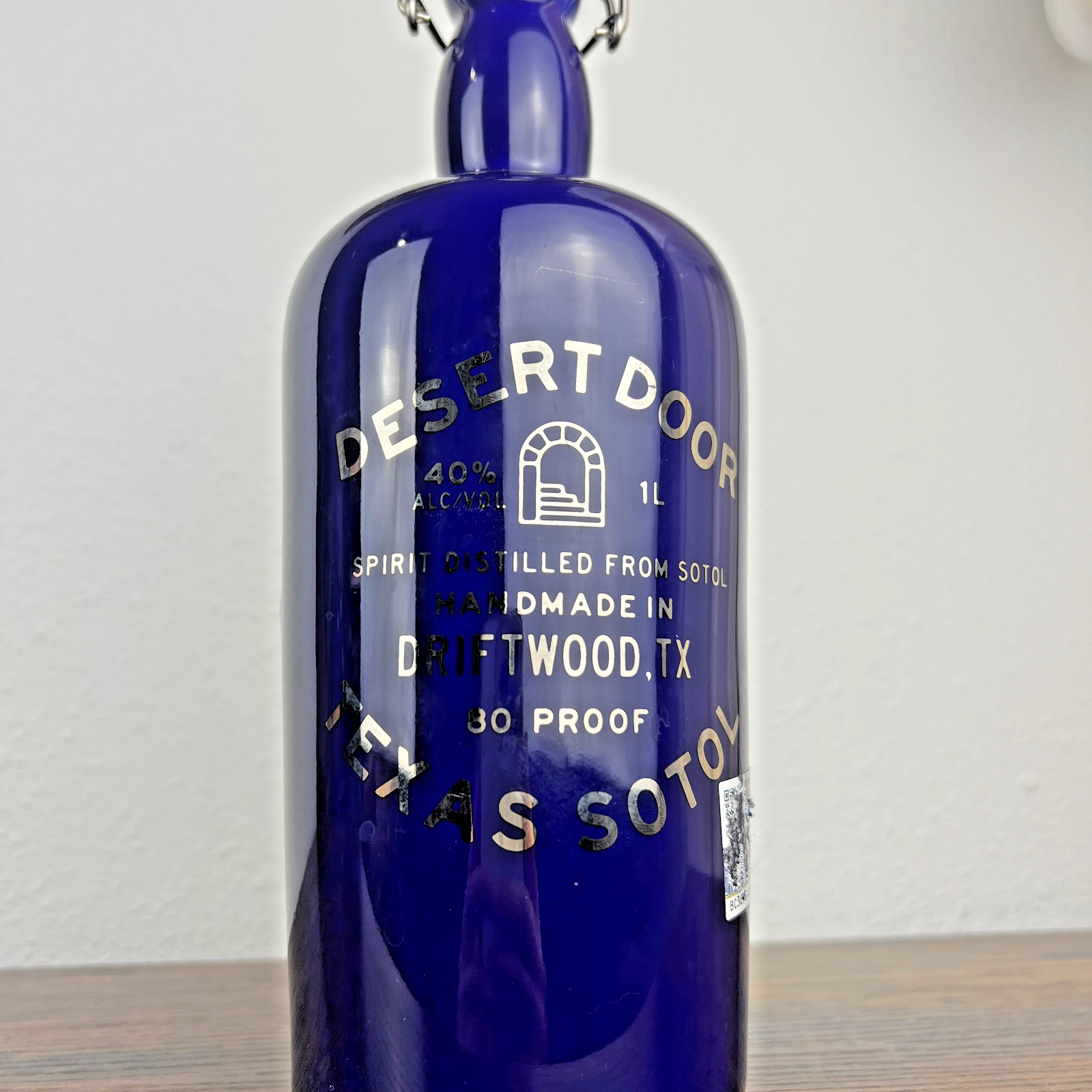 DESERT DOOR Texas Sotol Cobalt Ceramic Embossed Blue Empty Liquor Bottle 750 mL
