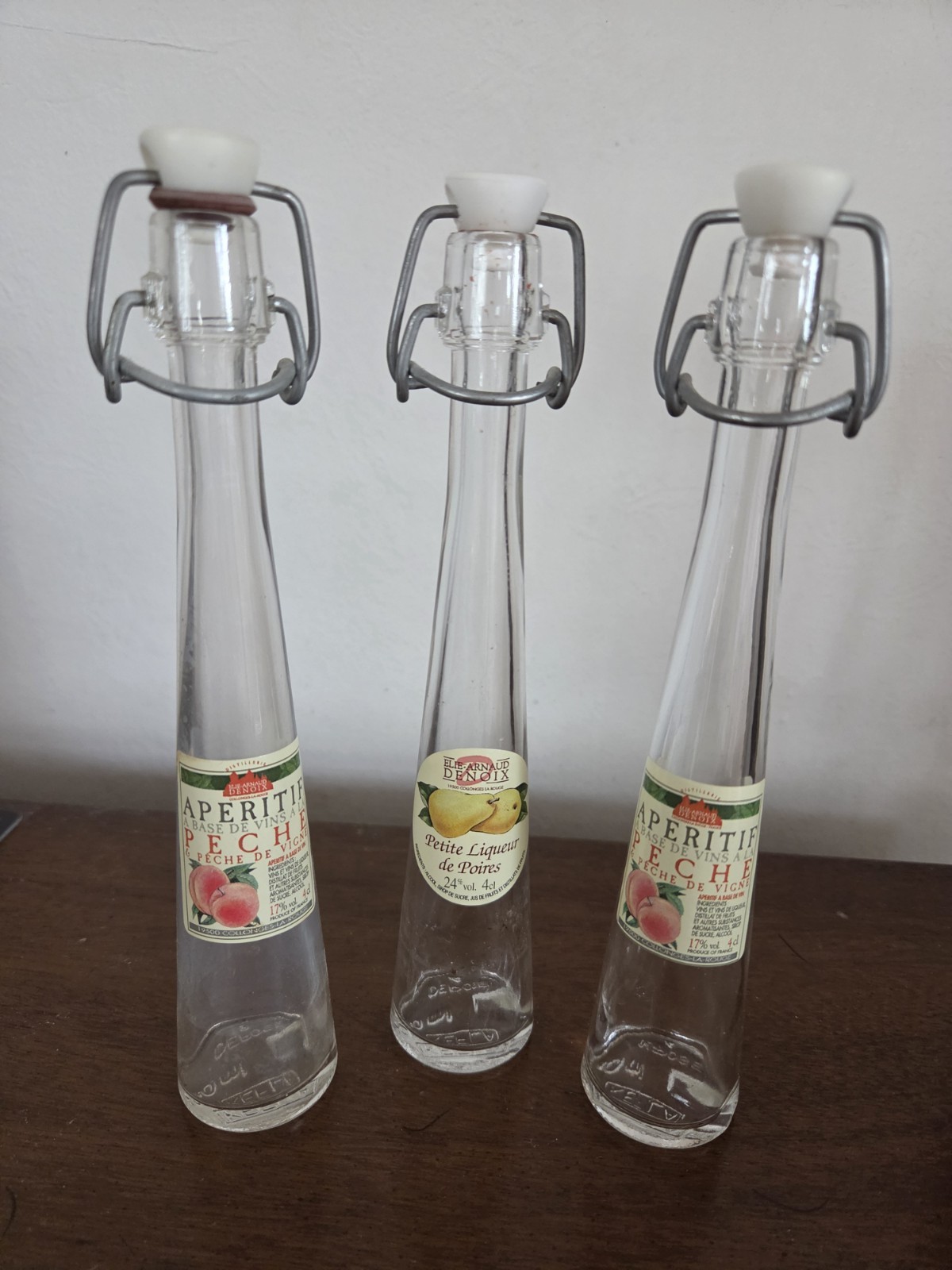 Lot of 3 Empty Aperitif Bottles w/ Stoppers from France
