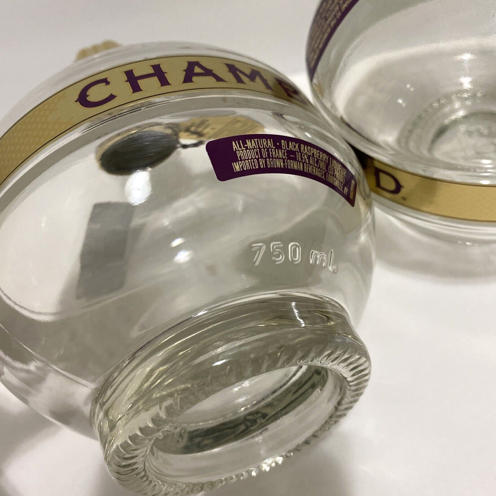 Chambord Liqueur Bottles + Caps Round Empty Glass 750 ML Crafts