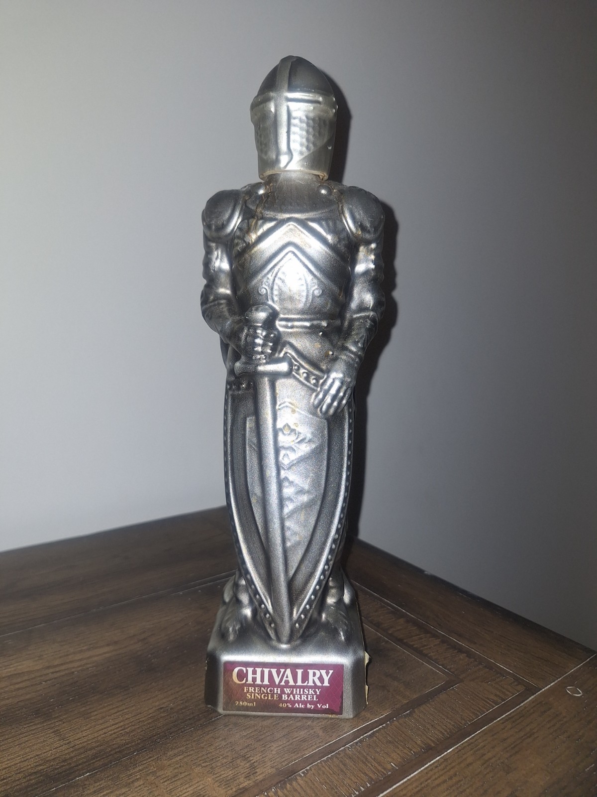 Empty chivalry statue whiskey bottle very unique &different