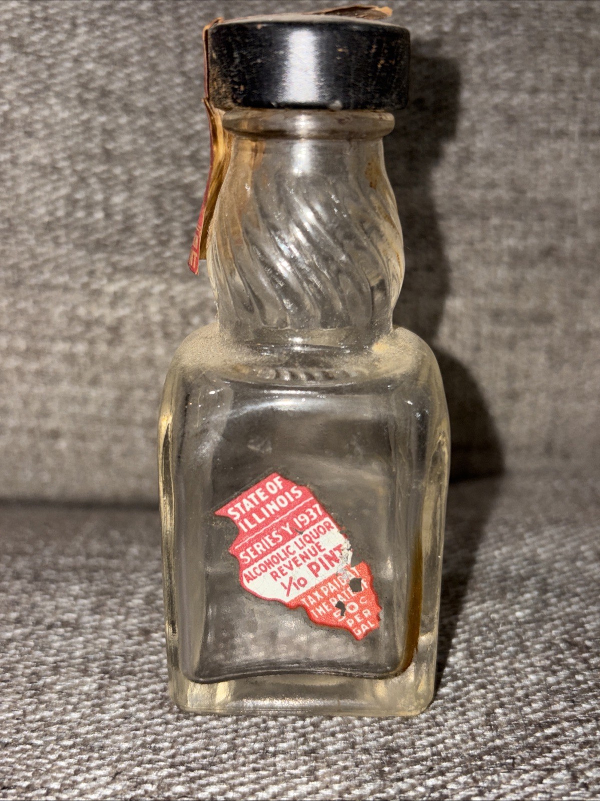 Leroux Liqueurs- 1937 Vintage Clear Glass Liquor Bottle Illinois