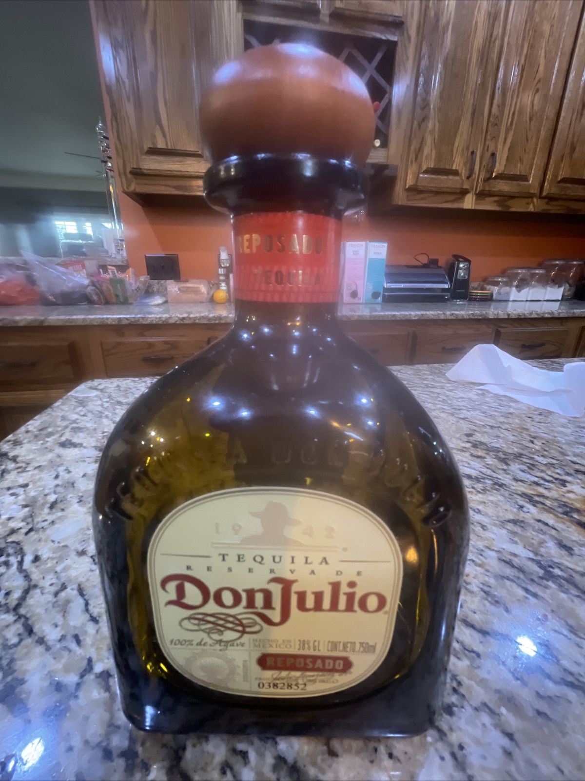1 BROWN DON JULIO REPOSADO TEQUILA 750ml Empty LIQUOR Bottle with Corks WHISKE