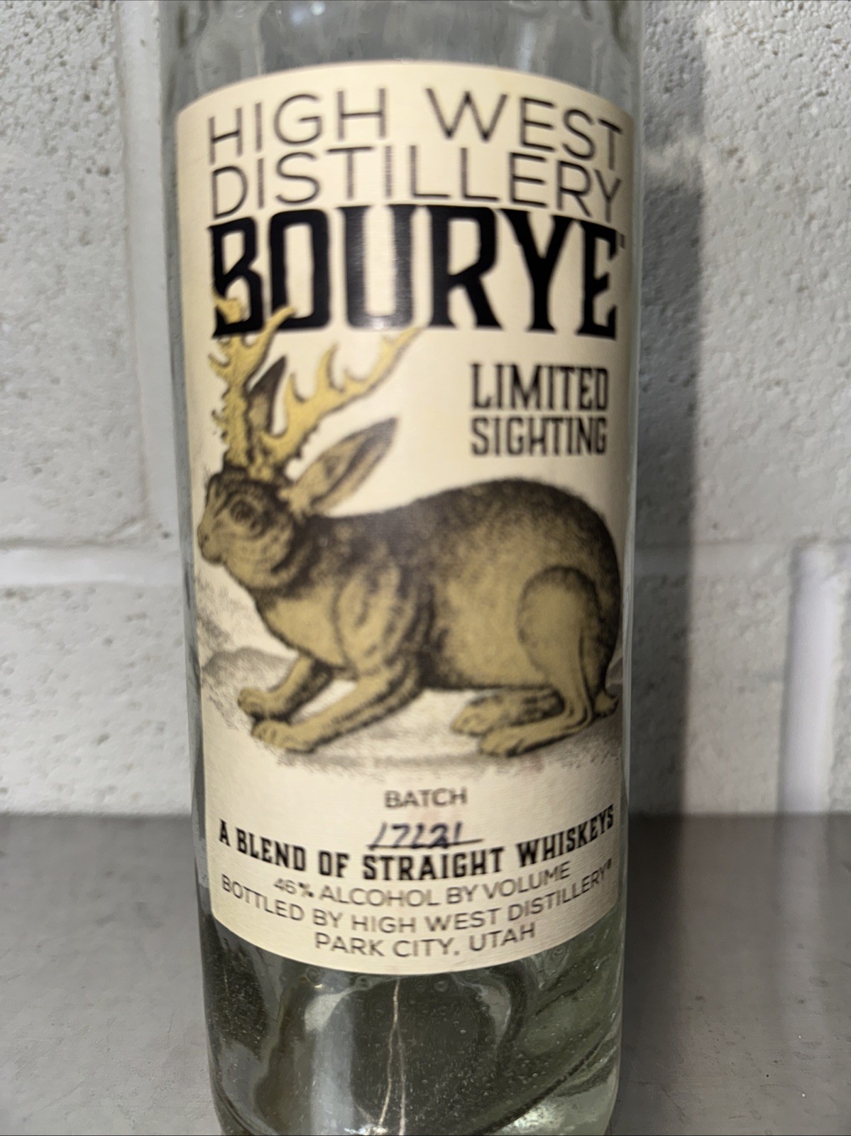 High West Bourye Bottle Rare Batch 17L21 Limited Sighting Empty Bourbon 750ml