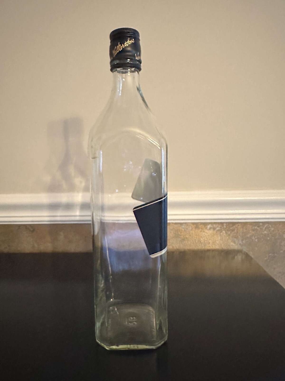 Lot of 3 Empty 1 Liter 1000 ML Johnnie Walker Black Label Bottles, With Caps