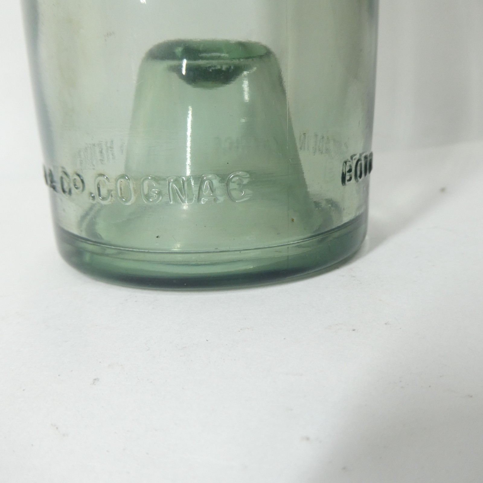 Hennessy & Co Cognac Bottle Made in France Vintage Glass 11″ Aqua Empty