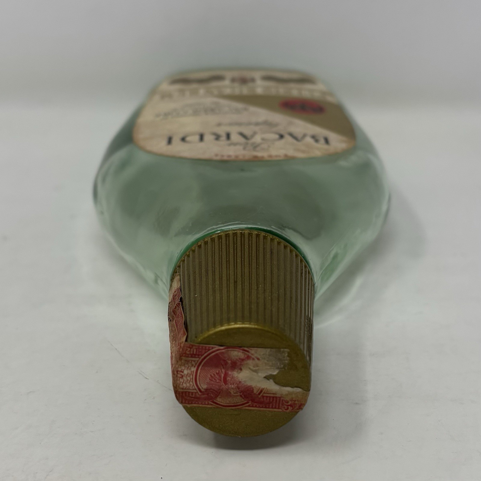 VTG Ron Bacardi Amber Label Glass Liquor Bottle Puerto Rico Rum Half Pint Empty