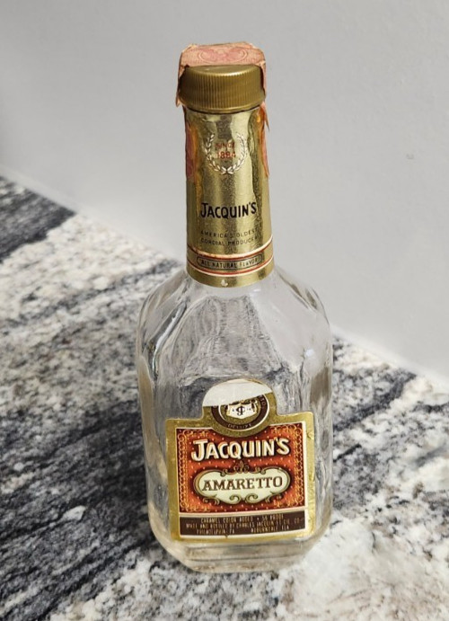Vintage JACQUIN’S Amaretto Clear Glass Liqueur Bottle EMPTY 200ml